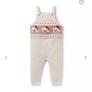 Janie & Jack Baby Santa Bear Overall with Matching Socks